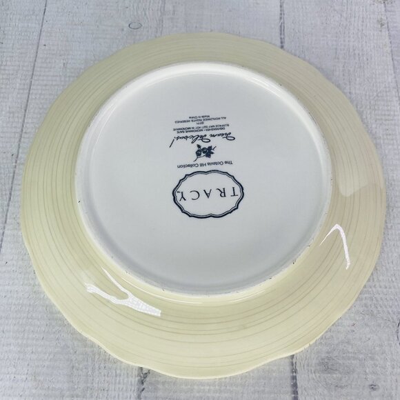 Tracy OCTAVIA HILL Solid Cream Twisted Rope Edge Ceramic 8" Salad Plates Set 4 - Picture 7 of 16